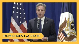 Secretary Blinken delivers remarks to the press at the United Nations General Assembly