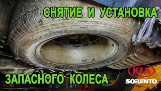 Снятие и установка запасного колеса на Киа Соренто II (Kia Sorento II).