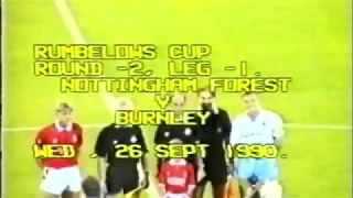 Nottingham Forest 4 Burnley 1 September 26th 1990 League Cup 2nd Round 1st leg