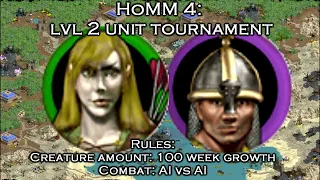 Final part: 2 tier unit tournament 100 week growth AIvsAI / Heroes of Might and Magic 4 Winds of War