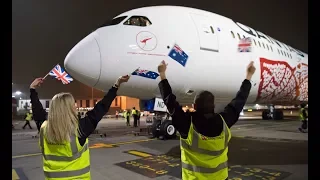 Qantas First of regular non-stop flights between UK and Australia lands at Heathrow