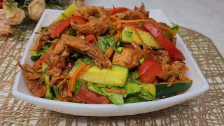 This salad will drive you crazy! Incredibly delicious salad! Warm Chicken Salad.