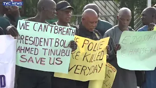 WATCH: Retired Policemen Storm National Assembly, Demand Removal From PenCom