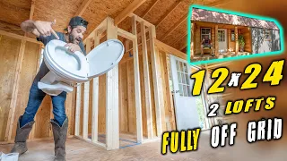 BATHROOM BUILD! 1st Toilet in Almost 2 YEARS!! Off Grid SHED TO HOUSE / TINY HOUSE