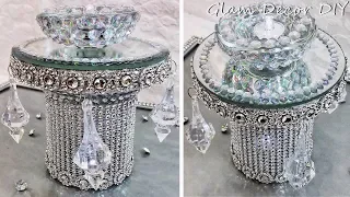 Dollar Tree DIY Glam Mirror Crystal Candle Holders