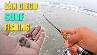 Fishing with LIVE Sand Crabs | Beach Surf Fishing San Diego