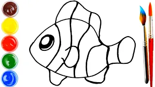 Bolalar Uchun Baliq Rasmlari | How To Draw Shark Nemo Easily | Рисунок Рыбка Немо Для Детей