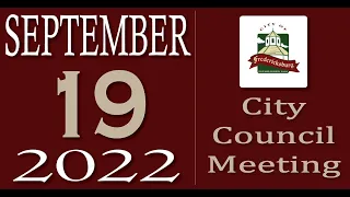 City of Fredericksburg, TX - Regular City Council Meeting - Monday, September 19, 2022