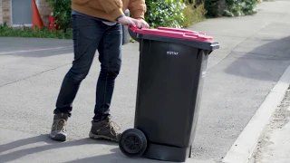 Red rubbish bin