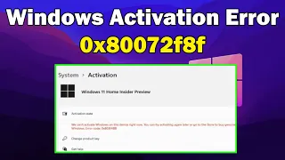 how to Fix Activation Error Code 0x80072f8f on Windows 10 & 11