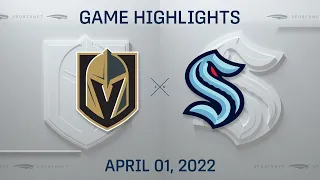 NHL Highlights | Golden Knights vs. Kraken - Apr. 1, 2022