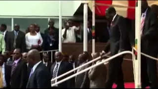 Robert Mugabe falls down steps after speech in Zimbabwe
