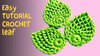 How to crochet leaf pattern for beginners  _ Super easy crochet tunisian  leaf