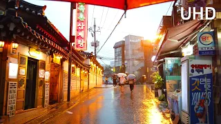 [4K] 서울 폭우 속 걷다 Walk in heavy rain in Gwanghwamun, downtown Seoul, South Korea (Rain drop ASMR)