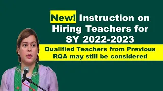 Instruction on Hiring DepEd Teachers for SY 2022-2023! Visit your SDO now to join the ranking