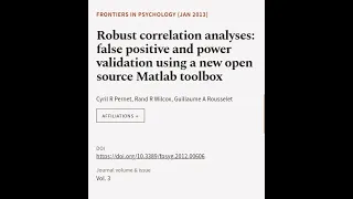 Robust correlation analyses: false positive  and power validation using a new open so... | RTCL.TV