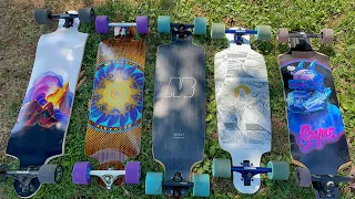 Longboard Heaven! This is a shootout/comparison between 5 of the Best longboards on the market!