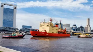 Campaña Antártica de Verano 2023-2024 rompehielos Almirante Irizar zarpa del puerto de Buenos Aires