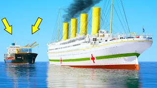 Britannic Sinking After Cargo Ship Crashing in GTA 5 (HMHS Britannic Sinking)