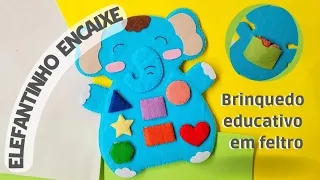 Brinquedo Educativo em Feltro ELEFANTINHO ENCAIXE - com  Molde Grátis.