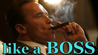 Arnold Schwarzenegger smoking cigars like a boss