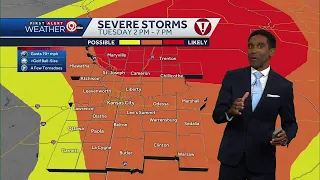 Severe storms expected this afternoon