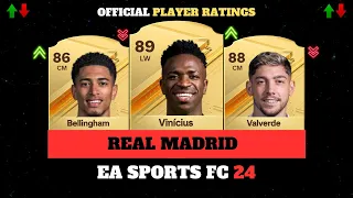 EA SPORTS FC 24 (FIFA 24) - REAL MADRID OFFICIAL PLAYER RATINGS 😱🔥 - ft Vinicius, Bellingham, Güler…