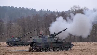 German Soldiers Fire Howitzer 2000s During Training Exercise