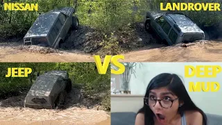 Jeep vs Land Rover vs Nissan Off road vs Deep Mud and Water