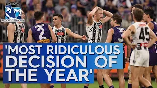 The panel savages THAT controversial free kick late in the Dockers-Magpies draw - Sunday Footy Show