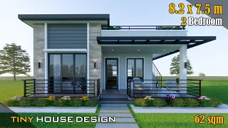 Small House Design | 8.20m x 7.50 m (62 sqm) | 2 Bedroom