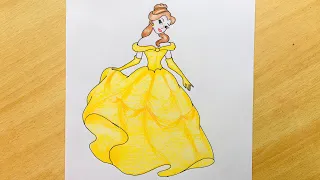Princess Belle Drawing | Drawing: PRINCESS BELLE | Disney | Colored Pencil