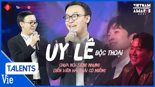 Uy Lê duyên dáng hài độc thoại tại đêm gala VEA 2021 khiến Trấn Thành, Karik thích thú phấn khích