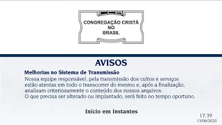 Culto Online CCB 13/06 2020 - 18:00 - Brás