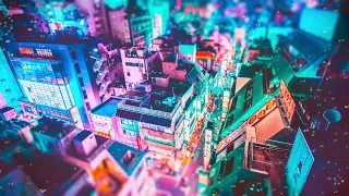 Fantasy Ambiance - Cyberpunk City (music, rain, electronic sounds)