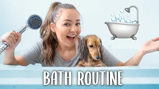 GROOMING MY MINI DACHSHUND: Hair trim, nail trim, teeth brush, shampoo, and bath routine!