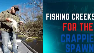 Epic crappie spawn in the creek 2024. 25 fish in a 2 foot spot. Slab crappie spawn, none stop
