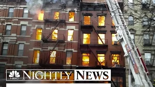 NYC Building Catches Fire Before Collapse | NBC Nightly News