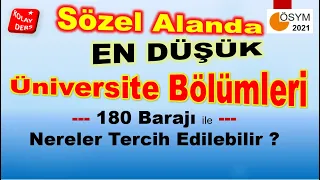 2021AYT_180 Baraj Tercihi SÖZEL Kontenjanı Dolmayan Bölümler