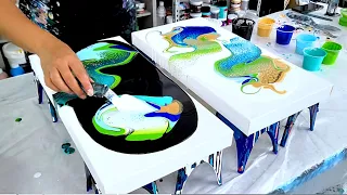 I Tried Again! This Time SUCCESS! Alternating Color Swipe - Which do you like?  Acrylic Pouring