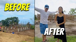 BUILDING HOUSE IN THE PHILIPPINES - 30 Days Update! (Posts, Roof Beam, Retaining Wall, Gardening)