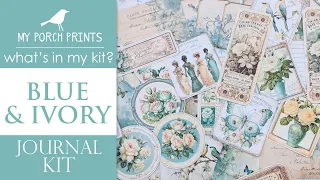 BLUE & IVORY JOURNAL KIT | What's In My Kit 🤍| My Porch Prints Junk Journal Ideas