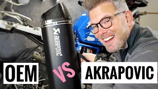 AKRAPOVIC TITANIUM Vs OEM SILENCER CAN BMW R1200GS R1200GSA R1250GS R1250GSA