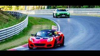 Lotus Elise 220 CHASING Mercedes AMG GT-R Nurburgring Nordschleife 7'52'' BTG