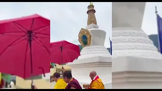 Rainbow 🌈 Circled above Stupa When His Holiness Tai situ Rinpoche blessed the stupa || miracle