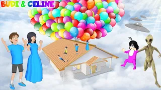 Wah Yuta Mio Naik Rumah Terbang Balon Raksasa | Alien Jahat Culik Baby Celine Naik UFO | Sakura