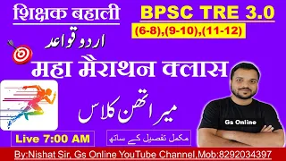 BPSC TRE-3 Urdu Grammar Maha Mairathon Class |उर्दू व्याकरण महा मैराथन क्लास |vvi Objective Q&A Urdu