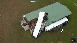 Drone Footage Shows Extensive Damage Caused by Tornado in Marietta