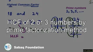 HCF of 2 or 3 numbers by prime factorization method, Math Lecture | Sabaq.pk |