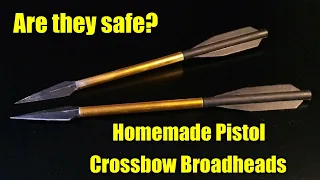 Homemade Pistol Crossbow Bolts with Broadhead - Tests